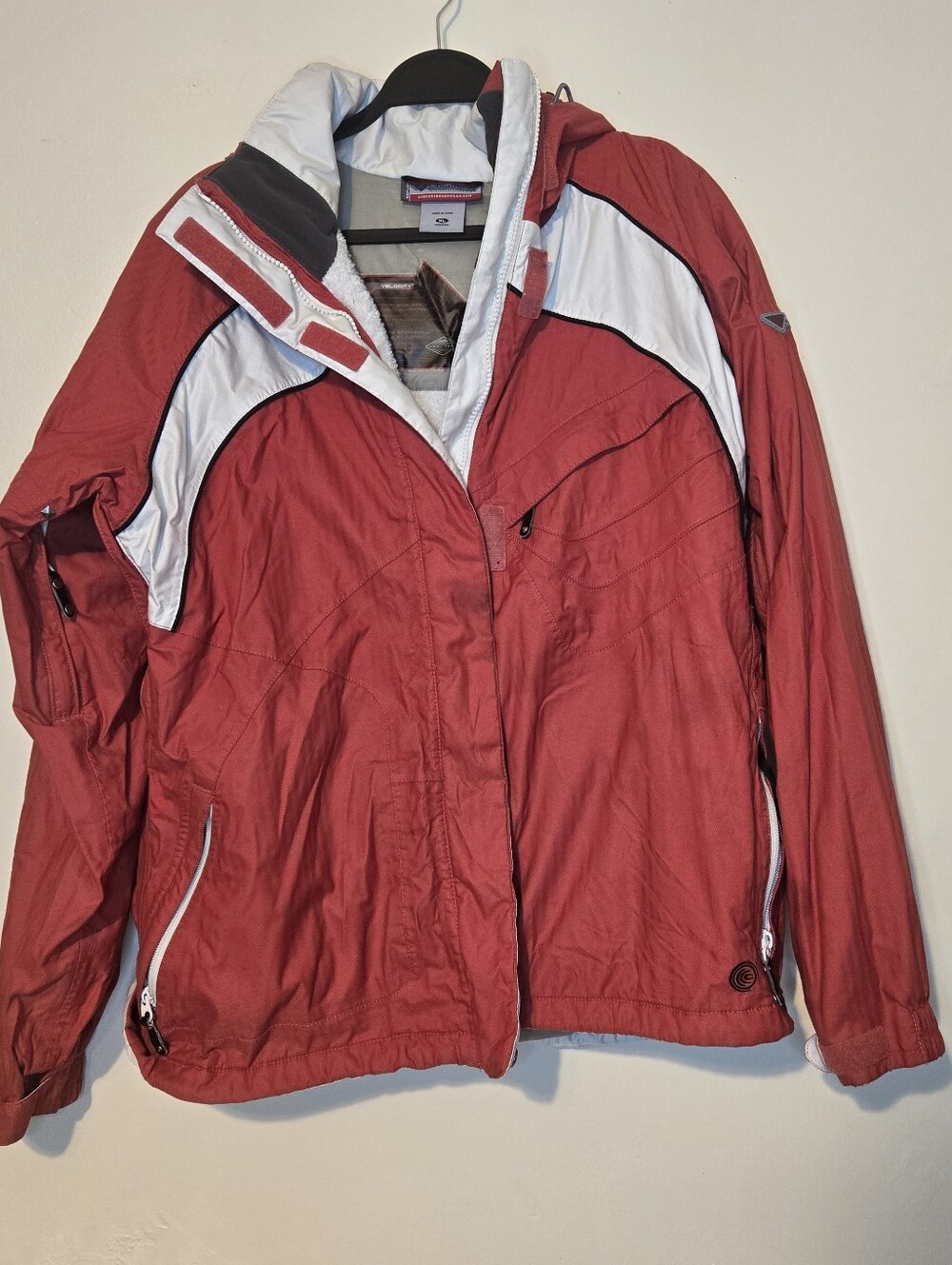 Vintage Columbia Convert Velocity Ski Jacket Women’s XL Red White Omni-Tech